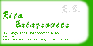 rita balazsovits business card